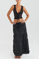 Mistress Rocks Black Panelled Maxi Skirt - SALE