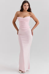 Giuliana Ballerina Pink Satin Maxi Skirt