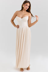 Marcella Ivory Georgette Pleated Maxi Dress