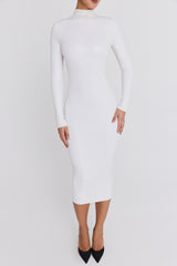 Mistress Rocks White Glitter Jersey Open Back Midi Dress - SALE