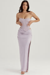 Jia Grey Satin Gathered Maxi Skirt