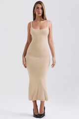 Fayette Beige Soft Fluffy Knit Maxi Dress - SALE