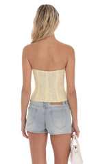 Strapless Lace Corset Top in Yellow