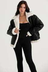 Madden Black Vegan Shearling Aviator Jacket