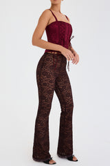 Mistress Rocks Espresso Stretch Lace Trousers - SALE