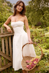 Georgiana White Cotton Strapless Midi Sundress
