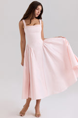 Dorothy Rose Pink Stretch Cotton Midi Sundress