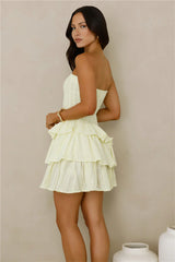 Run This Night Strapless Mini Dress Yellow