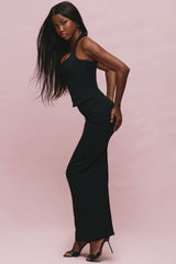 The Maxi Black Panelled Bodycon Skirt