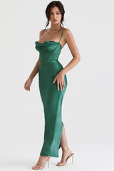 Charmaine Forest Corset Maxi Dress