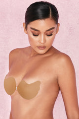 VFront Fastening Moulded Microfibre  Bra - Caramel