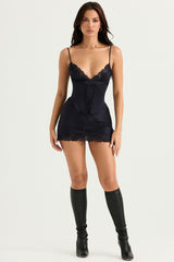 Soraya Navy Satin Slip Dress