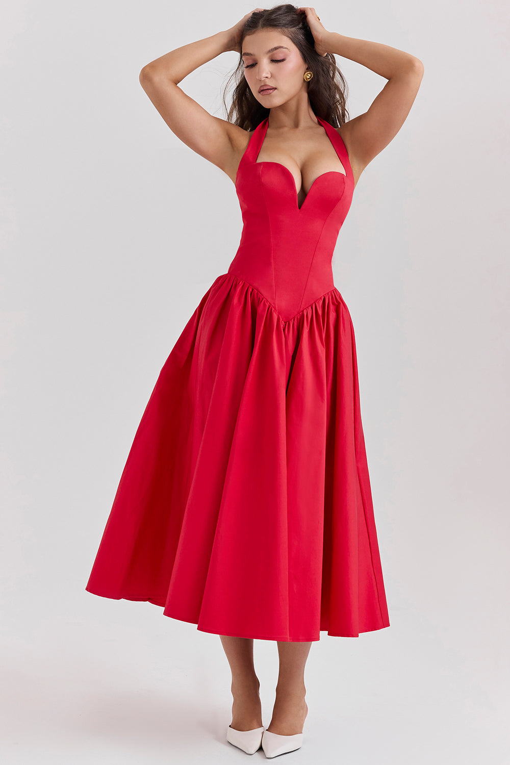 Coquette Scarlet Halter Midi Dress