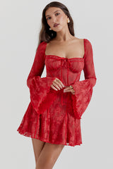 Analissa Scarlet Lace Corset Dress