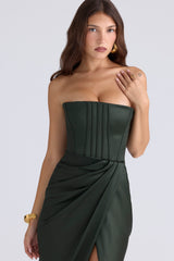 Carelle Emerald Satin Strapless Maxi Dress