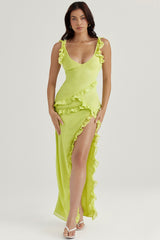 Pixie Lime Ruffle Maxi Dress