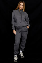 Sky Dark Grey Fleece Back Jogging Trousers