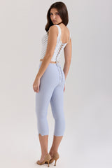 Carella Blue Stretch Twill Fitted Capri Trousers
