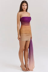 Sofie Ombre Mesh Strapless Mini Dress