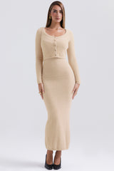 Gene Beige Soft Fluffy Knit Cardigan - SALE