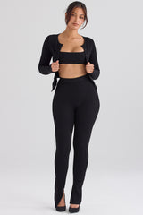 Mitzi Black Ribbed Knit Leggings - SALE
