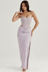 Jia Grey Satin Gathered Maxi Skirt