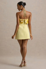 Lemon Floral Bandeau Micro-Mini Dress