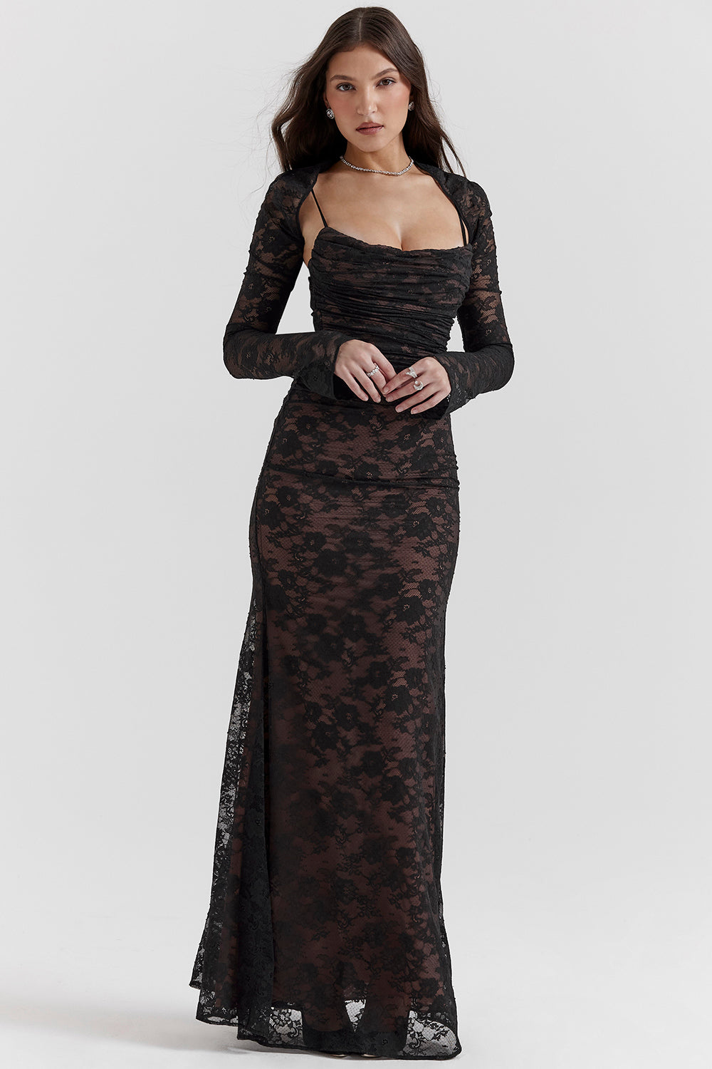 Artemis Black Lace Maxi Dress