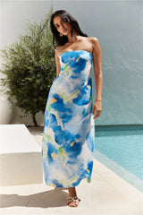 Bliss Cove Strapless Midi Dress Blue