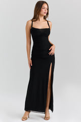 Lini Black Mesh Maxi Dress