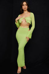 Tara Lime Green Georgette Cropped Top