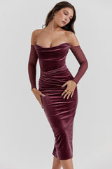 Leora Mulberry Strapless Midi Dress