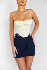 PixieMistress Rocks  Navy Wrap Front Mini Skirt - SALE
