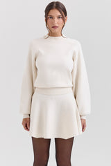 Rosina Cream Wool Cashmere Flounce Mini Skirt