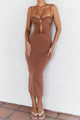 Mistress Rocks Walnut Jersey Cutout Midi Dress - SALE