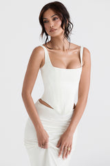Rafa Ivory Satin Longline Corset