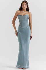 Amadi Cool Blue Floor Length Maxi Skirt