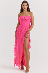 Sarina Fuchsia Ruffle Maxi Dress