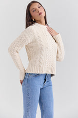 Jasper Cream Chunky Cable Knit Sweater - SALE