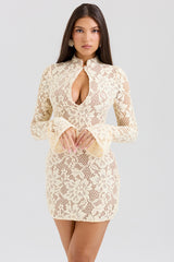 Brianna Buttermilk Keyhole Lace Mini Dress