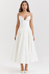 Lady White Strapless Midi Dress