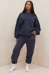 Sky Navy Fleece Back Jogging Trousers