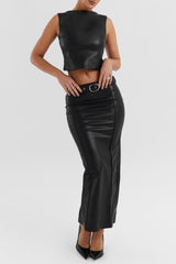 Mistress Rocks Black Vegan Leather Maxi Skirt - SALE