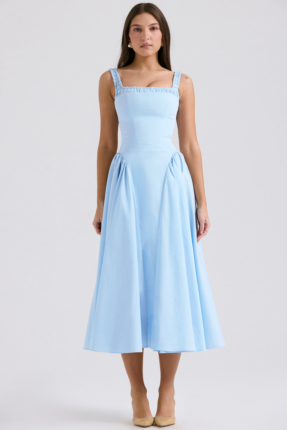Dorothy Italian Azure Cotton Midi Sundress