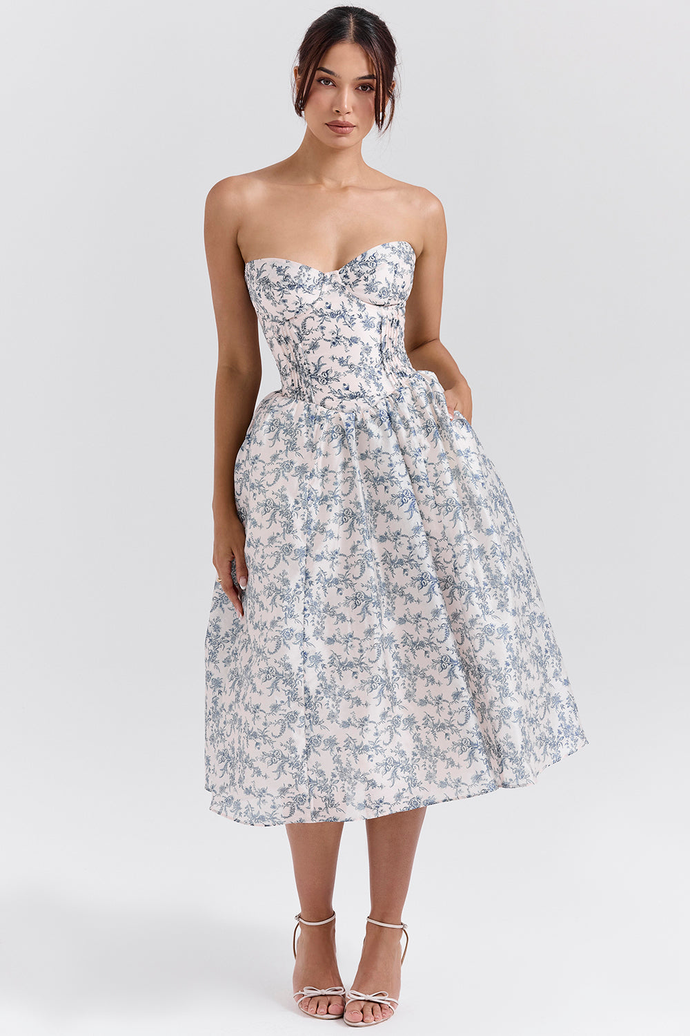 Bennett English Porcelain Print Strapless Sundress