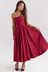 Pandora Berry Strapless Detachable Bow Midi Dress