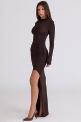 Anais Chocolat Thigh Split Maxi Dress
