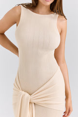 Akaia Champagne Waterfall Maxi Dress