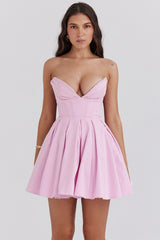 Mar Cotton Candy Twill Strapless Mini Dress