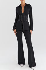 Mistress Rocks Black Skinny Flare Trousers - SALE